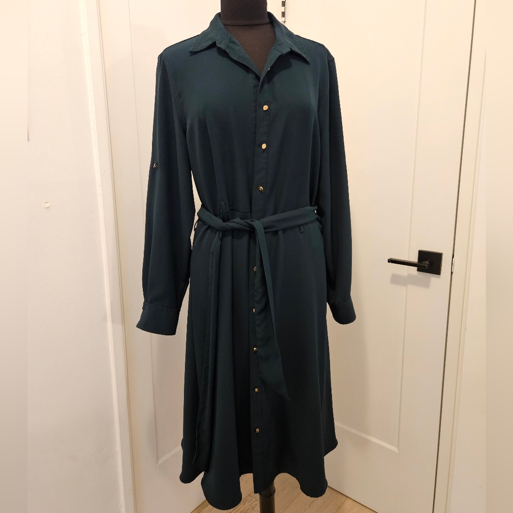 Ralph Lauren Dark Green Midi Dress Size Us 14